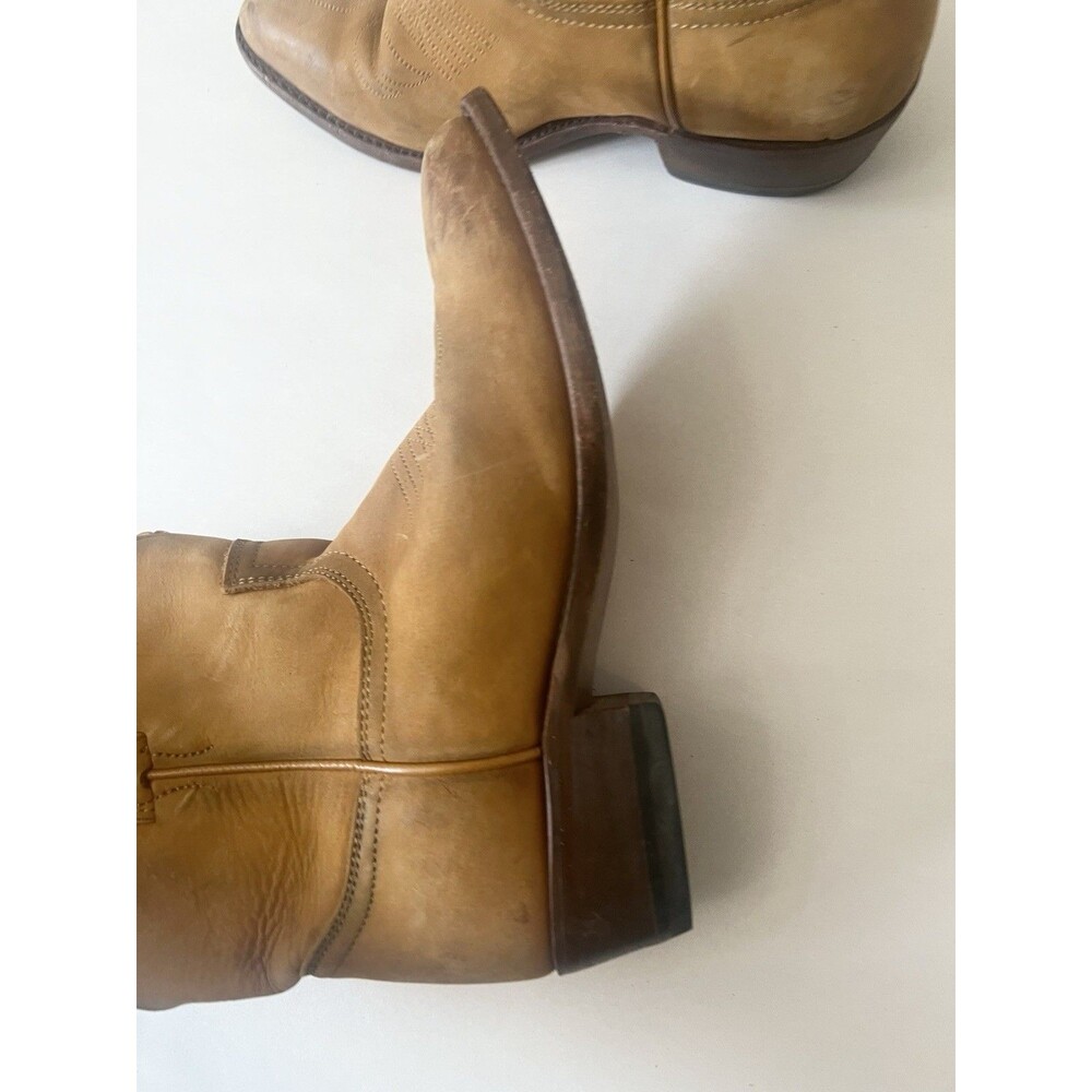 Frye Western Distressed Leather Billy Short Cow Girl Boots/Booties Cognac 7.5 - Picture 5 of 11